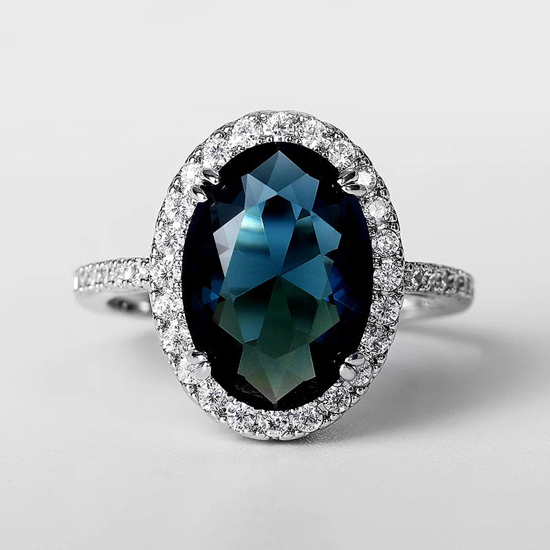 Huitan Charming Blue CZ Women Rings Wedding Party Accessories Bling Bling Graceful Bridal Eternity Ring Trendy Jewelry Wholesale
