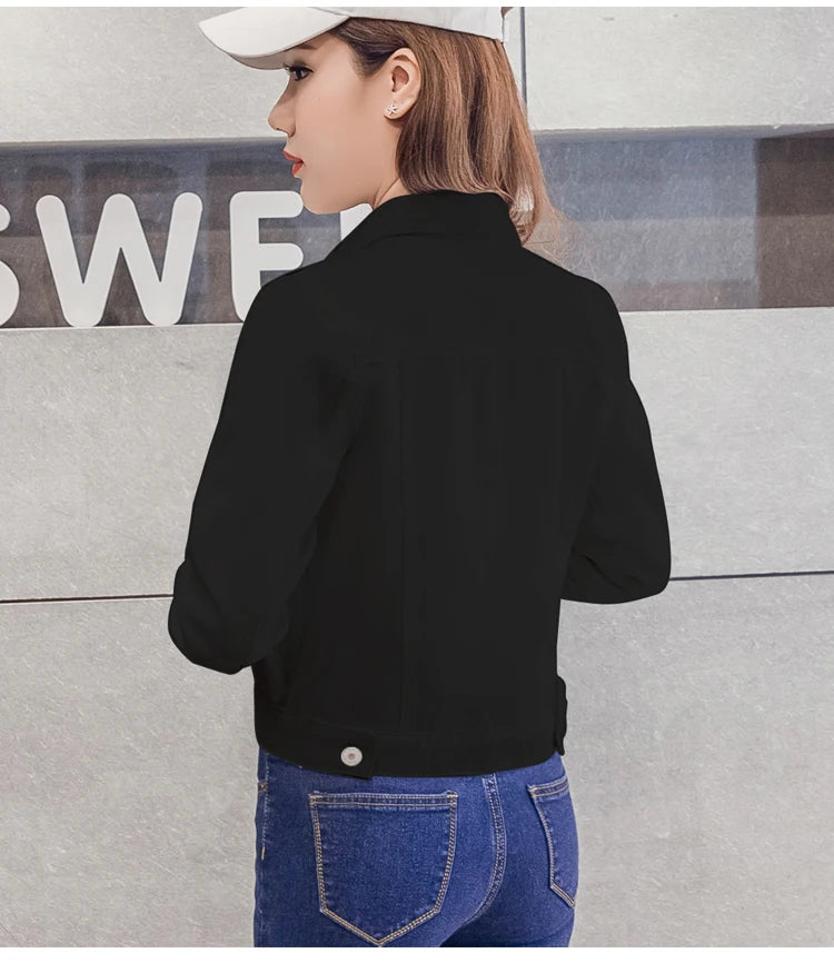 New Long Sleeve winter Slim White Black Jeans Top For Women Solid Denim Jacket Women Short Overcoat Ladies Jackets Tops