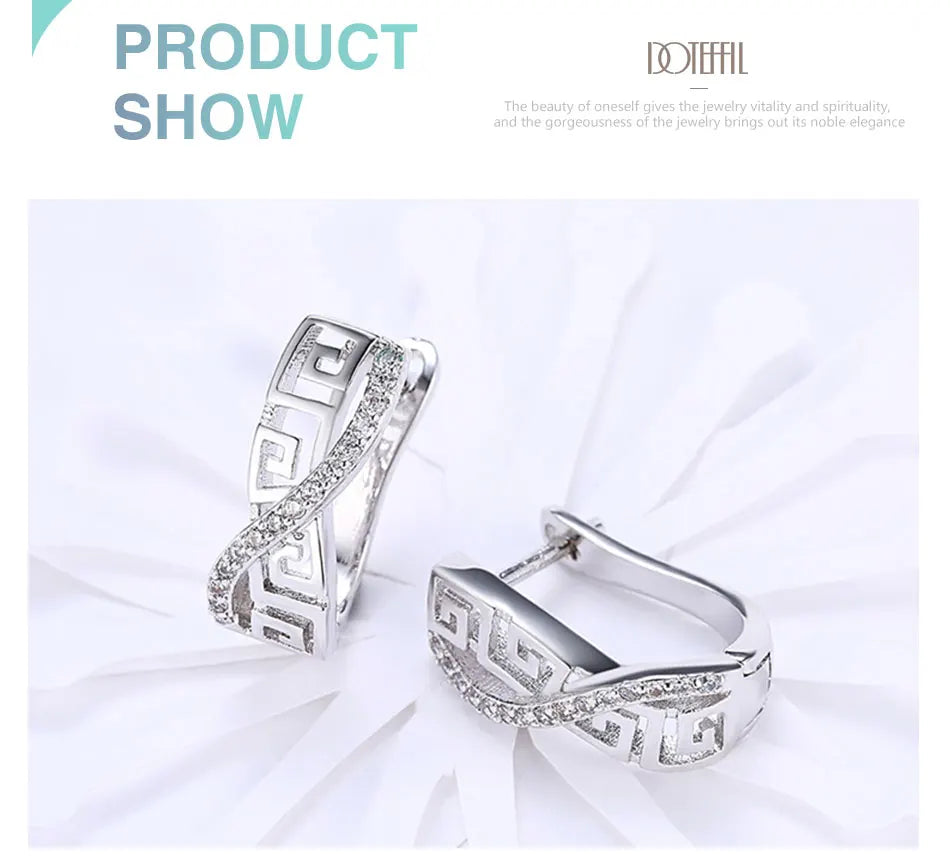 DOTEFFIL 925 Sterling Silber Klassische AAA Zirkon Ohrringe Mode Für Frauen Hochzeit Verlobung Party Geschenk Schmuck