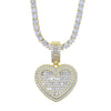 Auf Lager Iced Out Bling Damen Schmuck 5A Weißer Zirkonia Herzanhänger Halskette Mit Tennis Box Chain