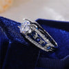 Huitan Special-interest Wedding Rings Women Blue/White Round CZ Novel Designed Female Party Ring Temperament Gift Trendy Jewelry