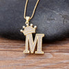 Nidin New Luxury Copper Zircon A-Z Crown Alphabet Pendant Chain Necklace Hip-Hop Style Fashion Woman Man Initial Name Jewelry