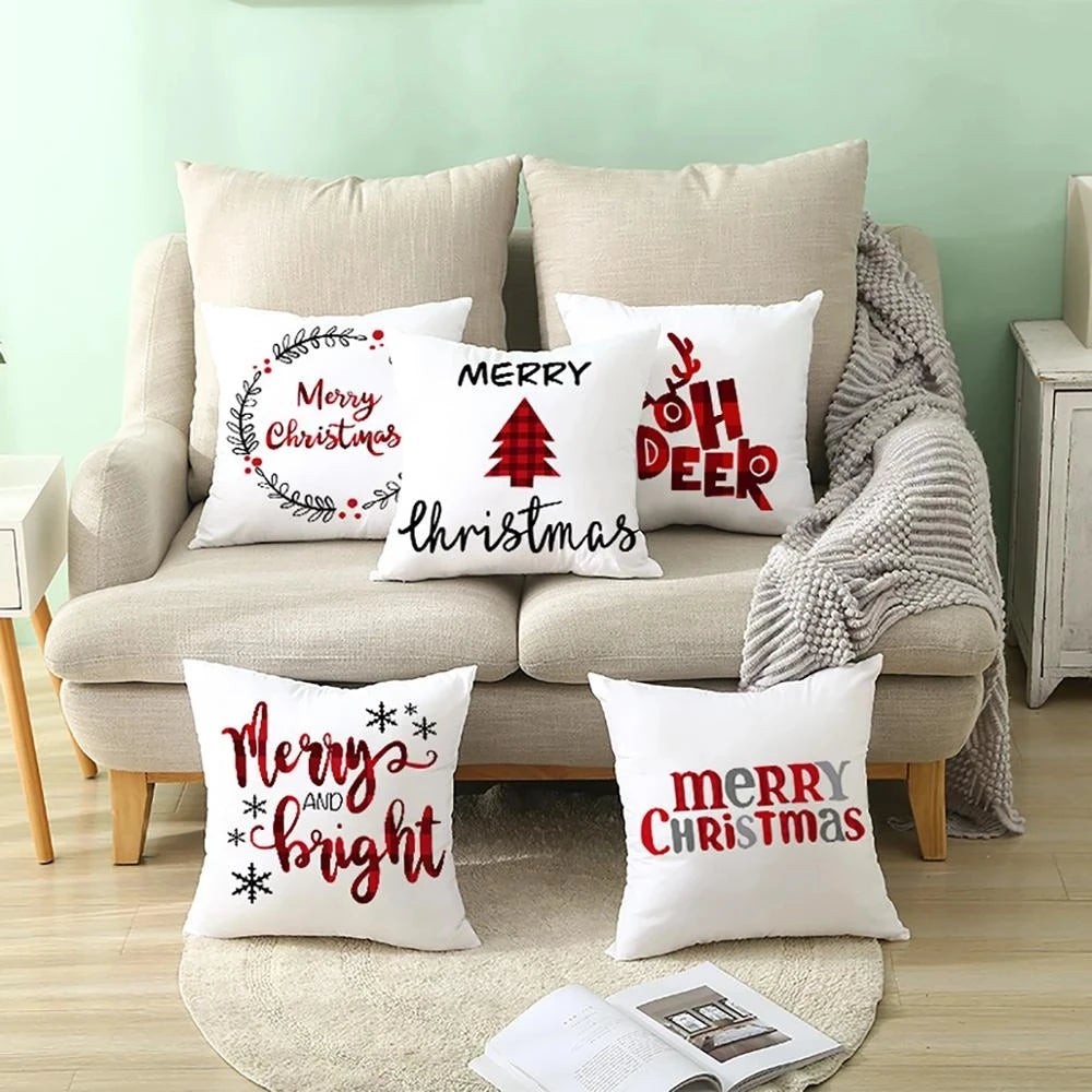45cm Weihnachtskissenbezug Navidad Frohe Weihnachten Dekorationen für Zuhause 2024 Weihnachtliche Noel Weihnachtsornamente Neujahrsgeschenke 2025