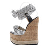 Eilyken Sommer Einfarbige Weiße Plateau Keilsandalen Damen Mode High Heels Knöchelriemen Offene Zehen Schuhe