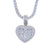 Auf Lager Iced Out Bling Damen Schmuck 5A Weißer Zirkonia Herzanhänger Halskette Mit Tennis Box Chain