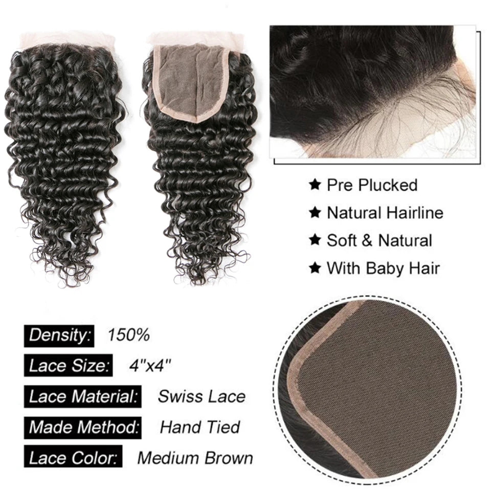 Mongolian Afro Kinky Curly Human Hair Bundles With Closure Deep Curly Hair Weave Bundles With Frontal Closure Hair Extensions
