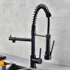 DQOK Black Brushed Spring Pull Down Kitchen Sink Faucet Hot & Cold Water Mixer Crane Tap with Dual Spout Deck Mounted