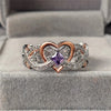 Huitan Creative Women's Heart Rings with Romantic Rose Flower Design Wedding Engagement Love Rings Hot Sale Aesthetic Jewelry