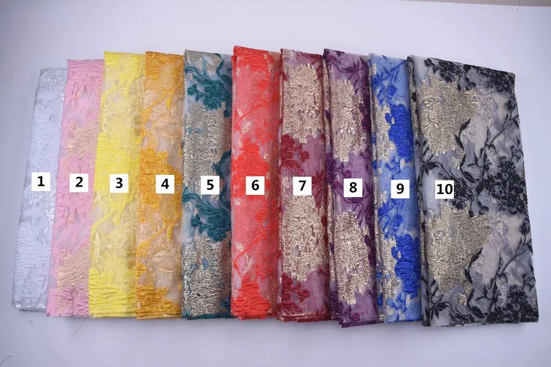 Classic High Quality African Lace Fabric Gilding Brocade French Organza Lace Fabric For Nigerian Women Wedding Party Dress S2078