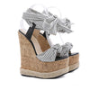 Eilyken Sommer Einfarbige Weiße Plateau Keilsandalen Damen Mode High Heels Knöchelriemen Offene Zehen Schuhe