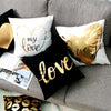 Liebe Schwarz-Weiß-Bräunungs-Kissen Zierkissen Goldfolie Geometrischer Kissenbezug Wohnkultur Sofa Wurfkissen 17*17 Zoll