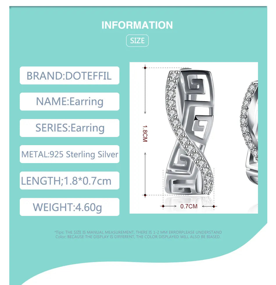 DOTEFFIL 925 Sterling Silber Klassische AAA Zirkon Ohrringe Mode Für Frauen Hochzeit Verlobung Party Geschenk Schmuck