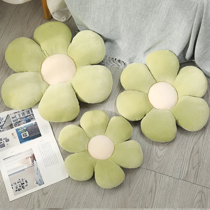 Stuffed Six Petal Flower Cushion Girly Room Decor Sunflower Pillow Bay Window Pink Flower Setting for Kids Bedroom Seat Pillow