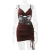 Sexy Spaghetti Strap String Cross Bodycon Dress for Women Solid Backless Cut-out Night Club Dress Summer Sleeveless  Mini Dress