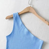 One Shoulder Cropped Tanks Top Women Summer Sleeveless Tanks Camis Sexy Oblique Collar Elastic Corset Slim Crop Tops Tube Lady