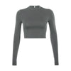 Solid Basic Long Sleeve Womens Tshirt Casual Black White Fashion Crop Top T Shirt Ladies Fashion Korean Tee Shirt