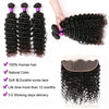 Mongolian Afro Kinky Curly Human Hair Bundles With Closure Deep Curly Hair Weave Bundles With Frontal Closure Hair Extensions