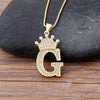 Nidin New Luxury Copper Zircon A-Z Crown Alphabet Pendant Chain Necklace Hip-Hop Style Fashion Woman Man Initial Name Jewelry