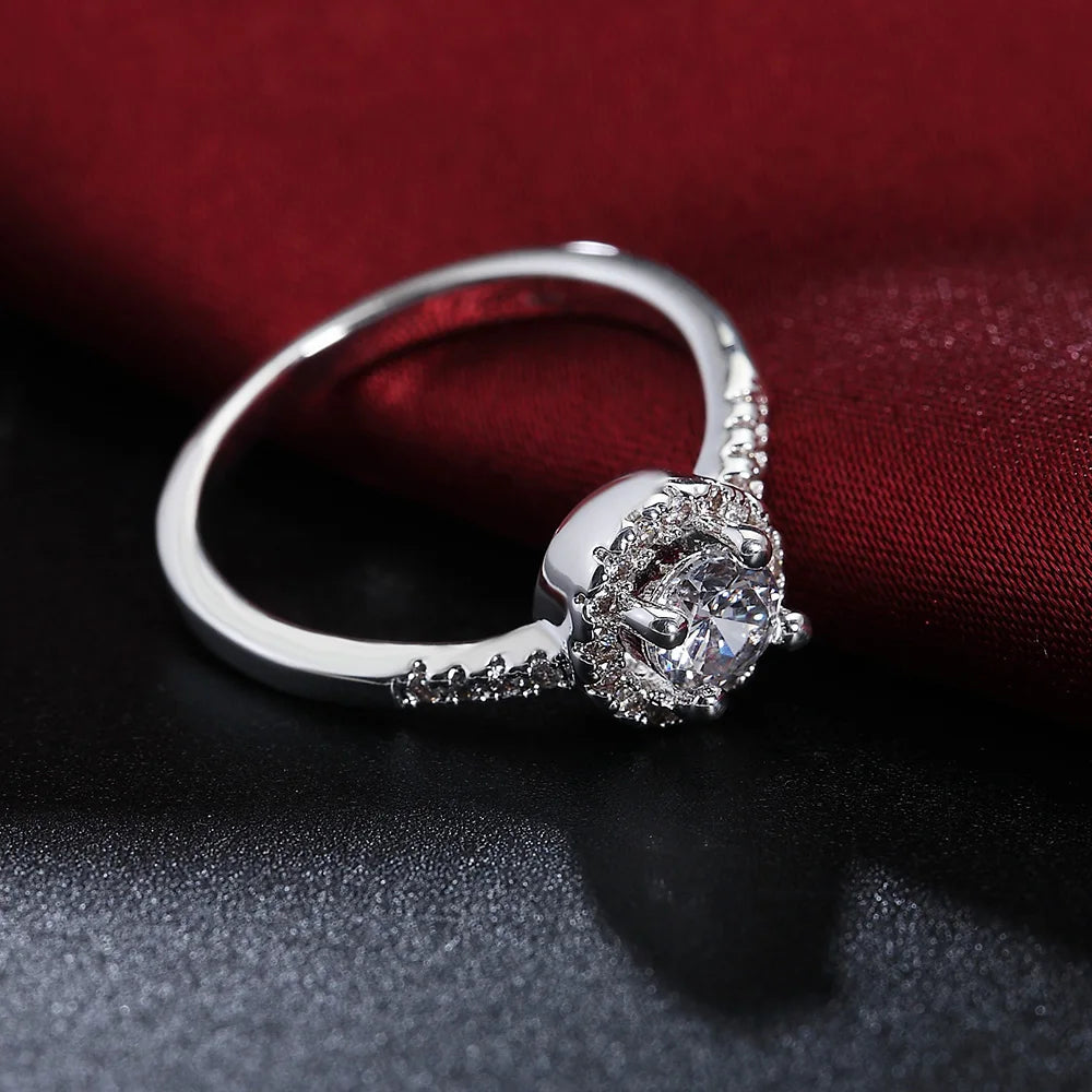 Hot trend 925 sterling Silver crystal pendant necklace earring ring for women Fashion Party wedding accessories Gift Jewelry set
