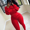 Letter Printed Embroidery Women Two Piece Ribbed Tracksuits Fall Spring Long Sleeve Sweatshirt and Skinny Pants Set