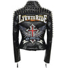 SX Occident Fashion women Club hot style Stud slim fit jacket shoulder rivets zip stitching short PU leather rock coat
