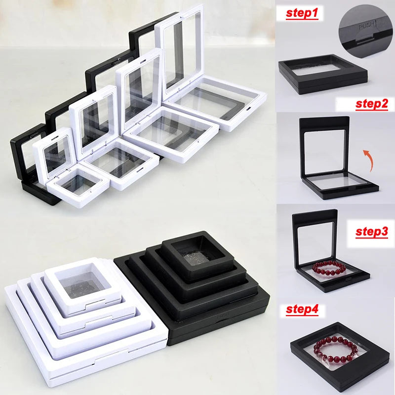 10PCS Plastic 3D Floating Jewelry Display Stands Clear Necklace Bracelet Holder for Gift Shop Storage Organizer Box Wholesale