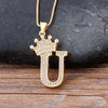 Nidin New Luxury Copper Zircon A-Z Crown Alphabet Pendant Chain Necklace Hip-Hop Style Fashion Woman Man Initial Name Jewelry