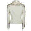 SX Occident Fashion women Club hot style Stud slim fit jacket shoulder rivets zip stitching short PU leather rock coat