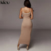 Kliou Trägerloser rückenfreier sexy Bodycon-Midikleid Neu Damen High Waist gestreifte Kleider Eleganz Mode Partykleidung
