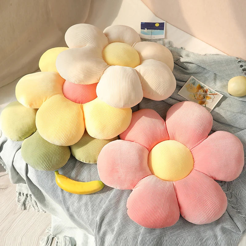 Stuffed Six Petal Flower Cushion Girly Room Decor Sunflower Pillow Bay Window Pink Flower Setting for Kids Bedroom Seat Pillow