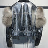 GO BALLISTIC YA Women Leather Jacket With Fur Sleeve Fashion Ladies Crop Jacket