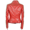 SX Occident Fashion women Club hot style Stud slim fit jacket shoulder rivets zip stitching short PU leather rock coat