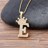 Nidin New Luxury Copper Zircon A-Z Crown Alphabet Pendant Chain Necklace Hip-Hop Style Fashion Woman Man Initial Name Jewelry