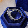 Huitan Special-interest Wedding Rings Women Blue/White Round CZ Novel Designed Female Party Ring Temperament Gift Trendy Jewelry