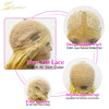 Highlights Schwarz und Weiß Perückenfarbe Vorgezupfter Haaransatz 613 Blonde Kurze Bob 13x4 Echthaar Lace Front Perücken HD Frontal Glatt