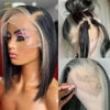 Highlights Schwarz und Weiß Perückenfarbe Vorgezupfter Haaransatz 613 Blonde Kurze Bob 13x4 Echthaar Lace Front Perücken HD Frontal Glatt