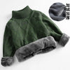 boys Plus velvet Warm turtleneck sweater Pullovers plush inside Thicken sweaters girls Winter Autumn Knitted Loose jacket 2-10Y