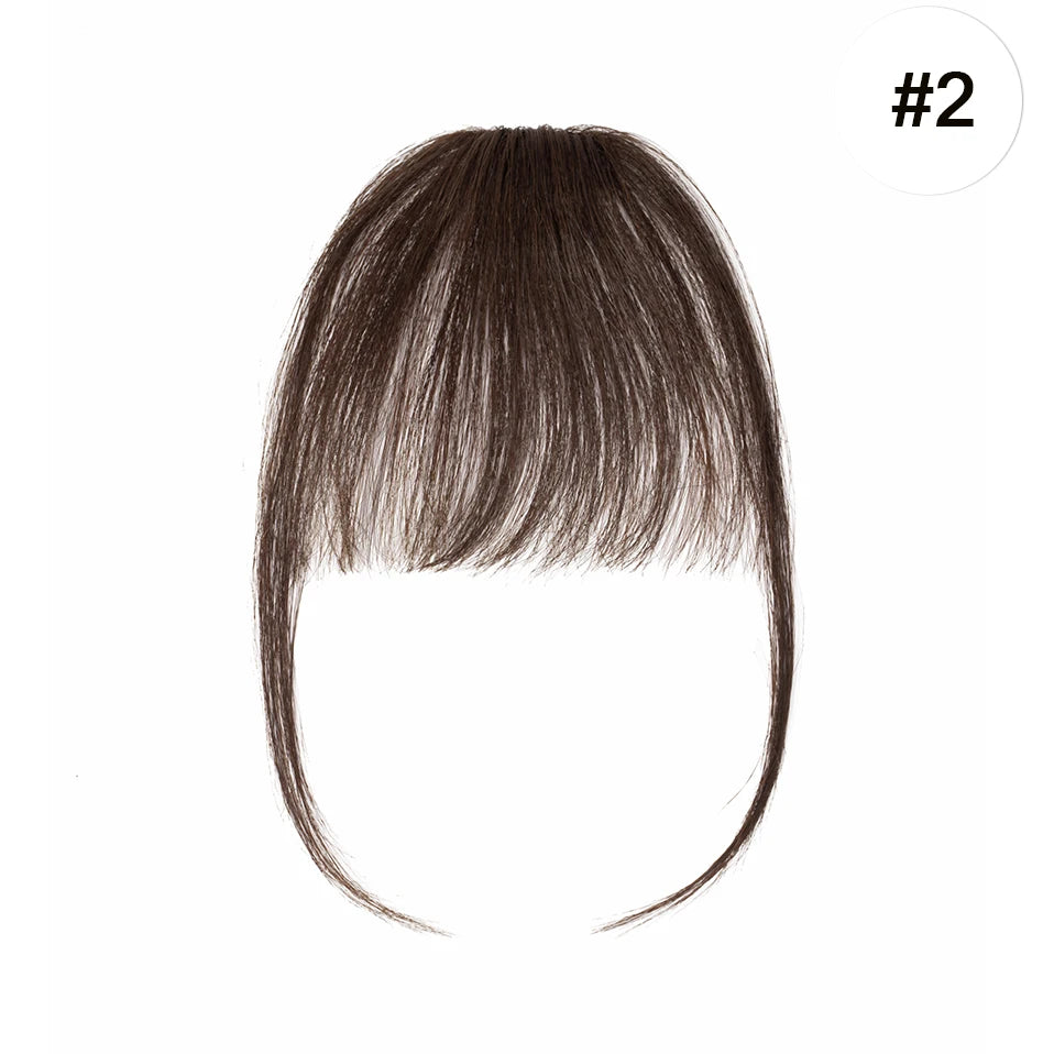 S-noilite 3g Air Bangs Perücke Menschliches Haar Natürliches Schwarzbraun Dünnes Unsichtbares Falsches Haarteil Clip-In Pony Echthaarverlängerung für Frauen