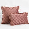Inyahome Velvet Waist Throw Pillow with Pompom Solid Color Decorative Cushio Pillow Pink Grey Green Solid Velvet Home Pillowcase