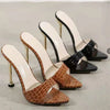 Damen Slipper Schlangenmuster Riemchen High Heels Slipper Sandalen Spitz zulaufende Zehen Slides Pumps Schuhe für Damen Frauen Sommer