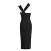 Damen Sommer sexy ausgehöhltes braunes Midi knielanges Bodycon-Bandagekleid 2023 Designer elegantes Abendpartykleid Vestido