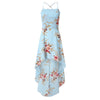 Women Holiday Floral Print Long Dresses Summer Spaghetti Strap Beach Swing Party A Line Dress Sexy Backless Irregular Dress Robe