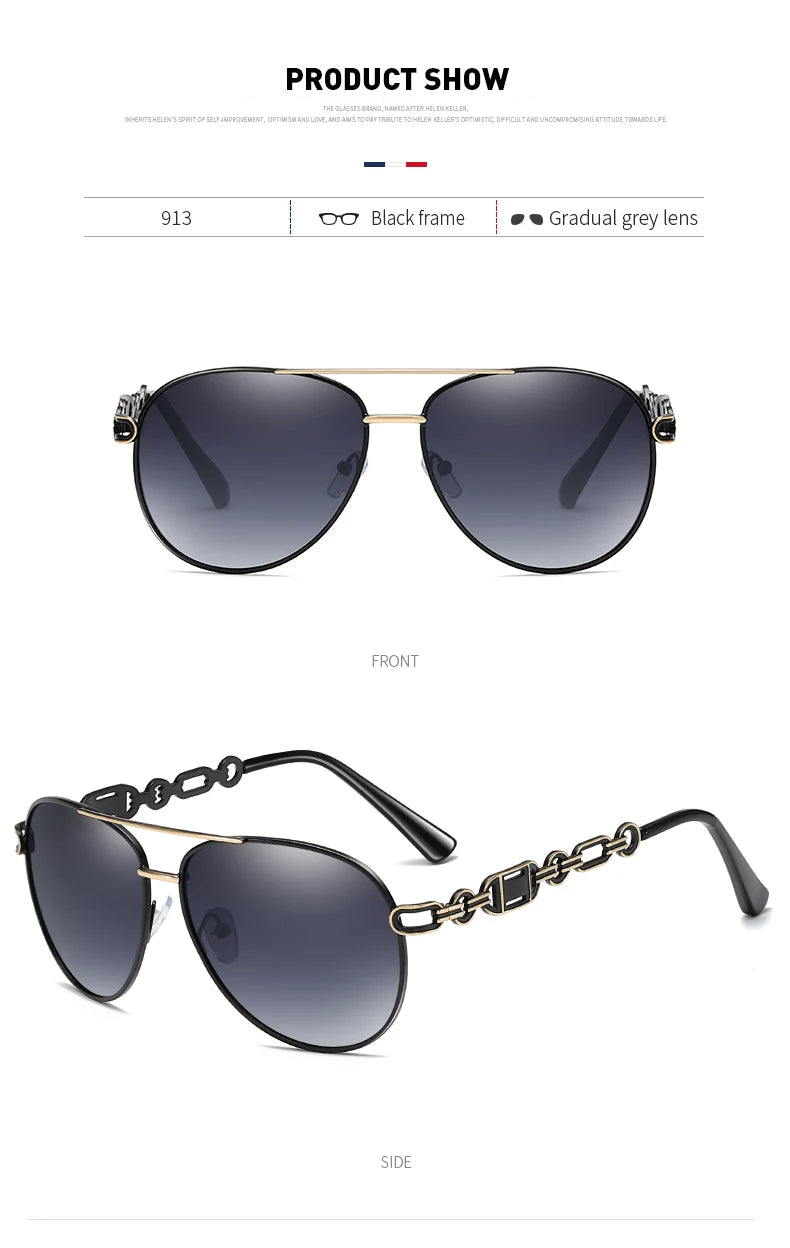 Hochwertige Damen Piloten Polarisierte Sonnenbrille Vintage Metall Hohl Fahrende Sonnenbrille UV400 Brille Gafas De Sol Mujer