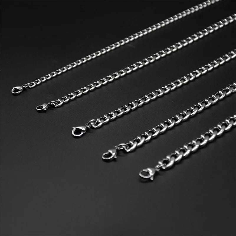 2021 Classic Men Necklace Width 3 To 7 MM Stainless Steel Long Necklace For Men Women Chain Jewelry