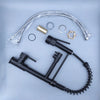 DQOK Black Brushed Spring Pull Down Kitchen Sink Faucet Hot & Cold Water Mixer Crane Tap with Dual Spout Deck Mounted