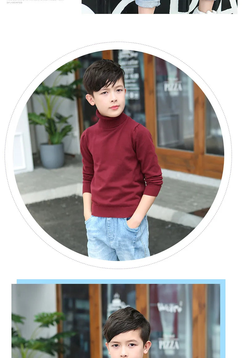 boys Plus velvet Warm turtleneck sweater Pullovers plush inside Thicken sweaters girls Winter Autumn Knitted Loose jacket 2-10Y