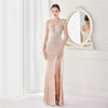 19103# Elegant Annual Sexy Long Korean Velvet Ten Positioning Floral Beads Halter Banquet Evening Dress Fashion