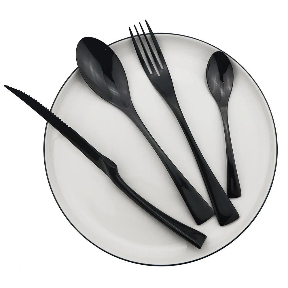 24-teiliges Edelstahl-Besteckset, Esslöffel Gabel Messer Besteckset Tafelbesteckset für 4 oder 6 Personen
