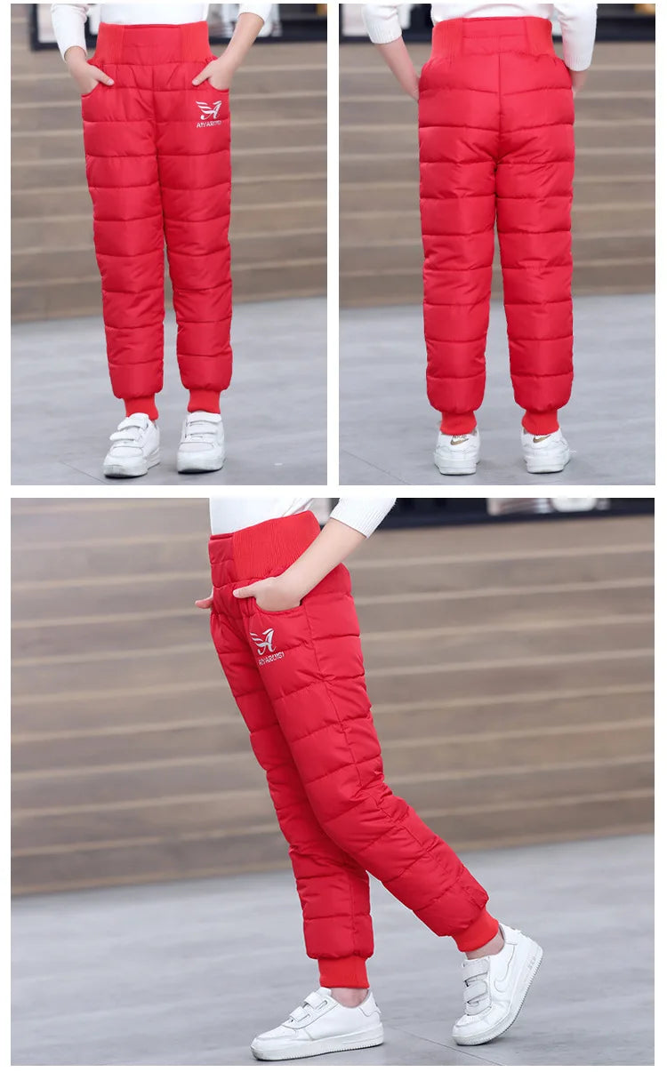 Children Trousers Winter New Boys Girls Thicken Outer Wear Warm Pants Waterproof Ski Children'S Clothing Long Pants