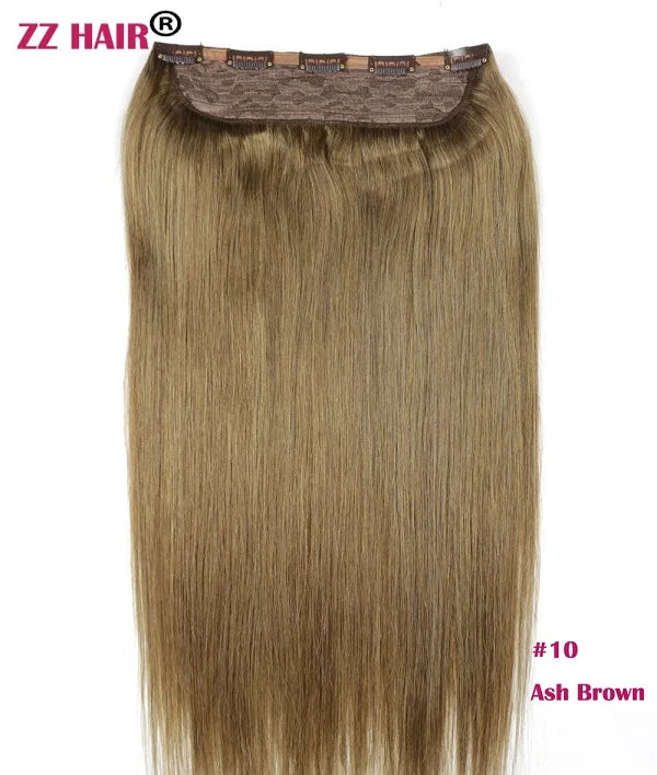 ZZHAIR 100% Brazilian Human Remy Hair Extensions 16"-26" 1Pcs Set 100g-200g One Piece 5 Clips In Natural Straight